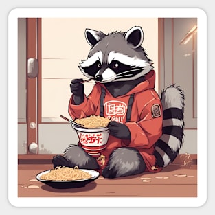 Raccon Eating Instant Ramen Sticker